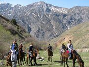 Uzbekistan horse riding  and tulips watching through Paltau valley in Ugam-Chatkal national park