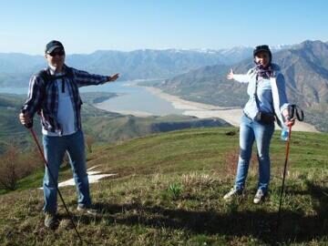 Uzbekistan hiking and trekking in Ugam-Chatkal national park to peak of mountain Patandazboshi